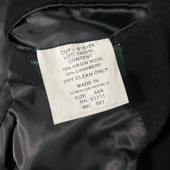 Lauren Ralph Lauren Overcoat Wool Cashmere Black Size 44R Italy Fabric Woven - Picture 7 of 8